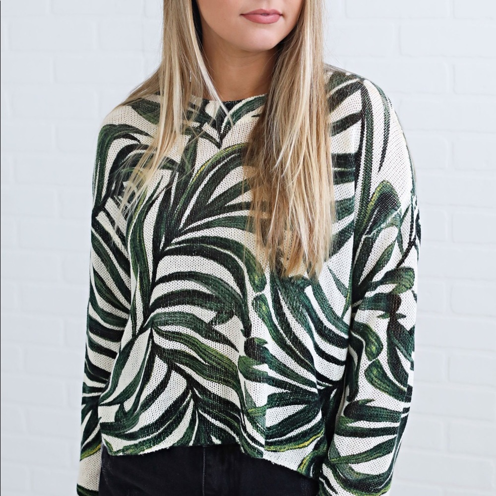 Show Me Your Mumu Cropped Varsity Sweater - Palm